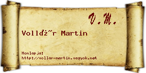Vollár Martin névjegykártya
